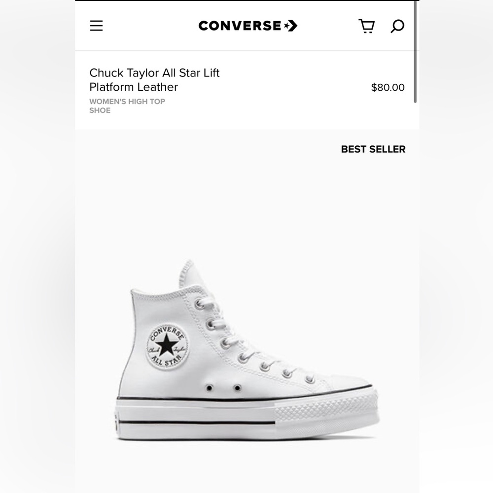 White leather converse platform high tops / women’s 7.5